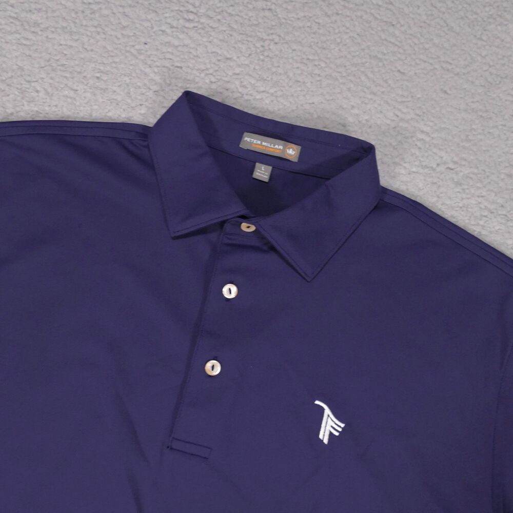 Peter Millar Summer Comfort Polo Shirt Men Large Blue Performance Stretch